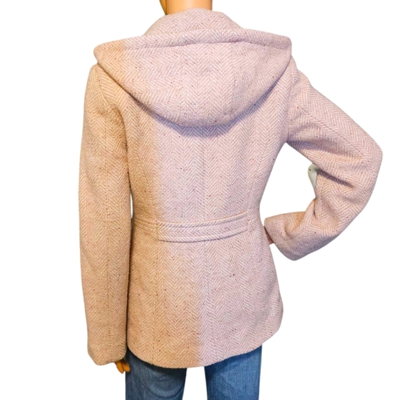 WM Y2K MUDD Pink Wool Blend Peacoat w/Hood Size S PREPPY SOFTGIRL FAIRY COQUETTE - Picture 7 of 16